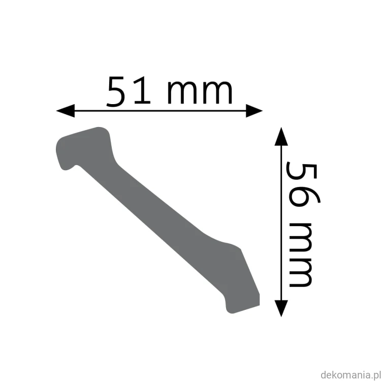 Listwa oświetleniowa LED przysufitowa gładka 5,1x5,6cm LOC-06 Creativa LOC06 Przekrój.jpg