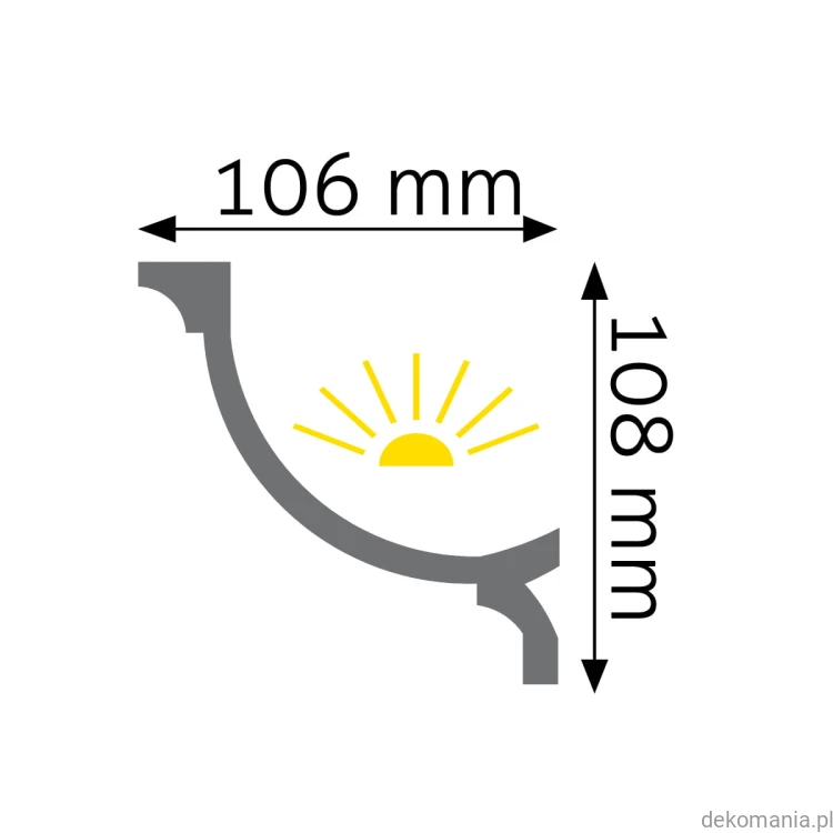 Listwa oświetleniowa LED przysufitowa gładka 10,6x10,8cm LOC-04 Creativa LOC04 Przekrój.jpg