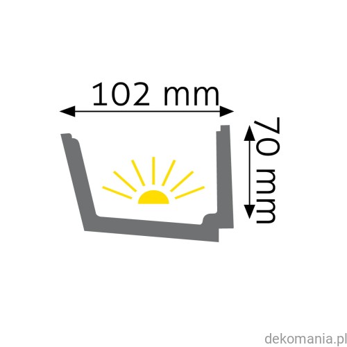 Listwa oświetleniowa LED przysufitowa gładka 10,2x7cm LOC-02 Creativa LOC02 Przekrój.jpg