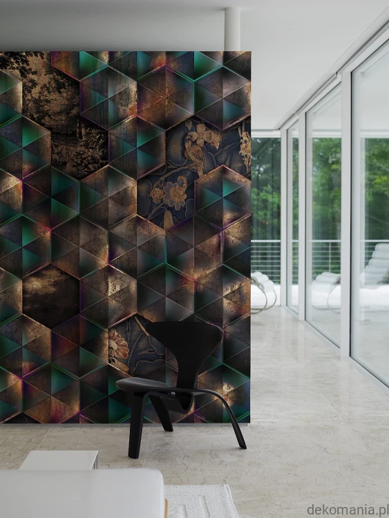 Fototapeta ścienna do sypialni efekt holo z ukrytymi kwiatami Holographic Reflections MU11091.jpg